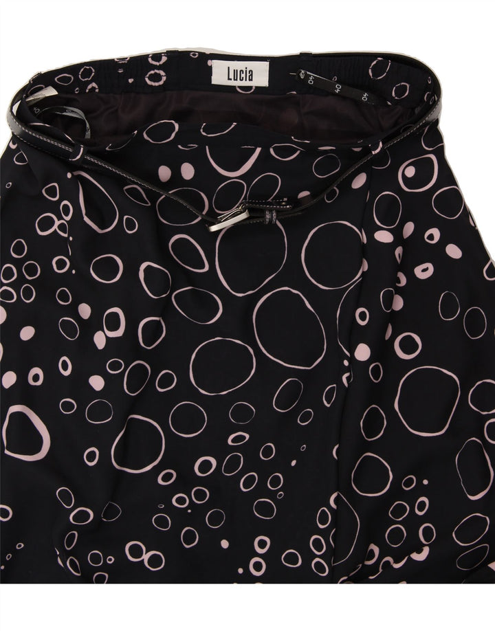 LUCIA Womens Straight Skirt EU 40 Medium W30  Navy Blue Spotted Polyester Vintage Lucia and Second-Hand Lucia from Messina Hembry 