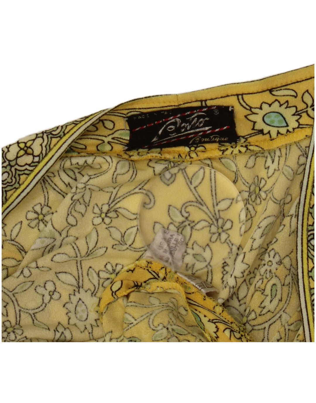 Abito basic vintage da donna senza maniche vestibilità ampia IT 42 Paisley giallo medio