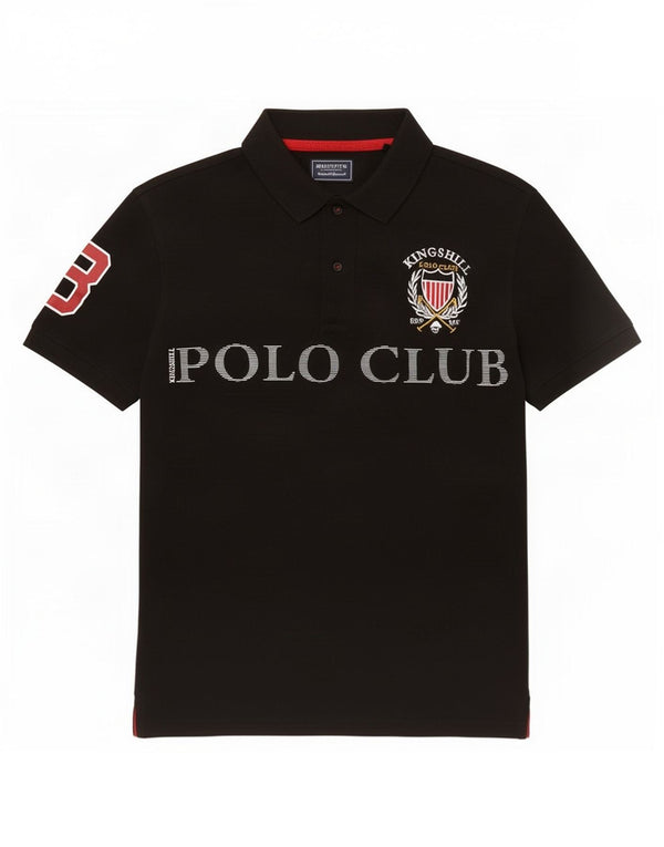 Polo grafica da uomo piccola in cotone nero