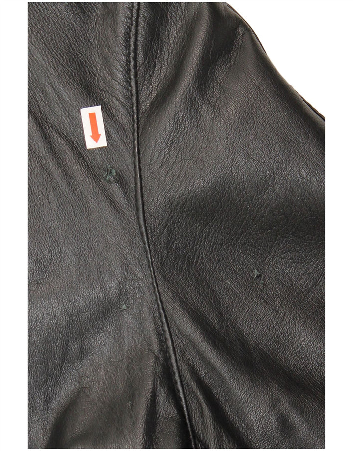 Cappotto in pelle oversize da donna vintage UK 10 piccolo in pelle nera