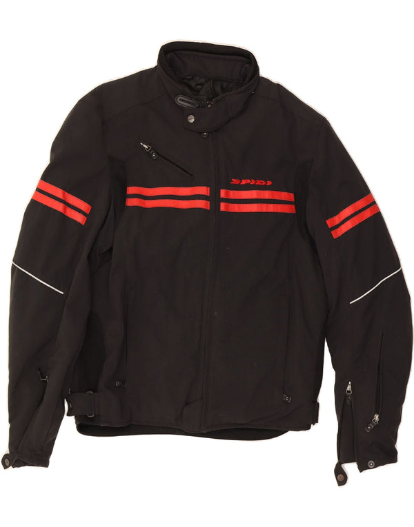 SPIDI Mens Moto Racer Bomber Jacket UK 16 Large Black Striped