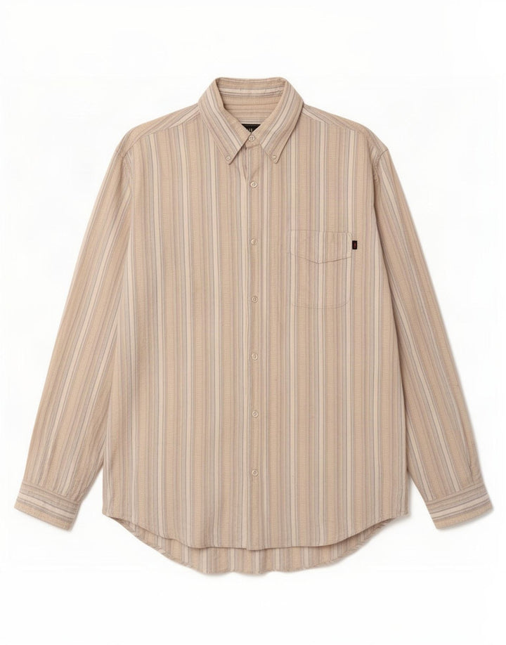 Camicia da uomo Marlboro Classics Large in polietilene a righe beige