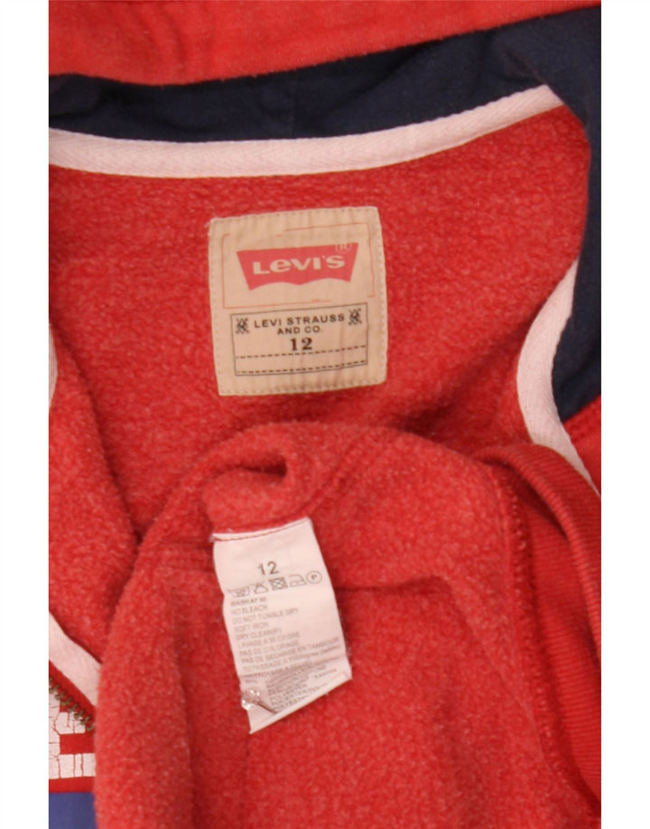 Maglione con cappuccio e zip grafica per ragazzi Levi's 11-12 anni in cotone rosso