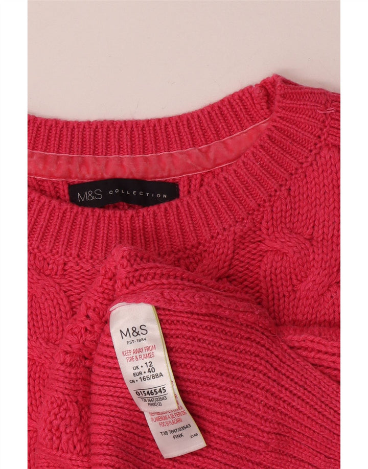 Maglione maglione con scollo a barca da donna Marks & Spencer UK 12 Cotone rosa medio