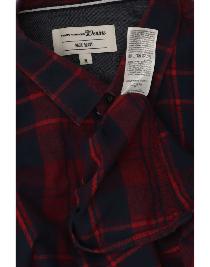 Tom Tailor Camicia in flanella da uomo XL Cotone a quadri rossi