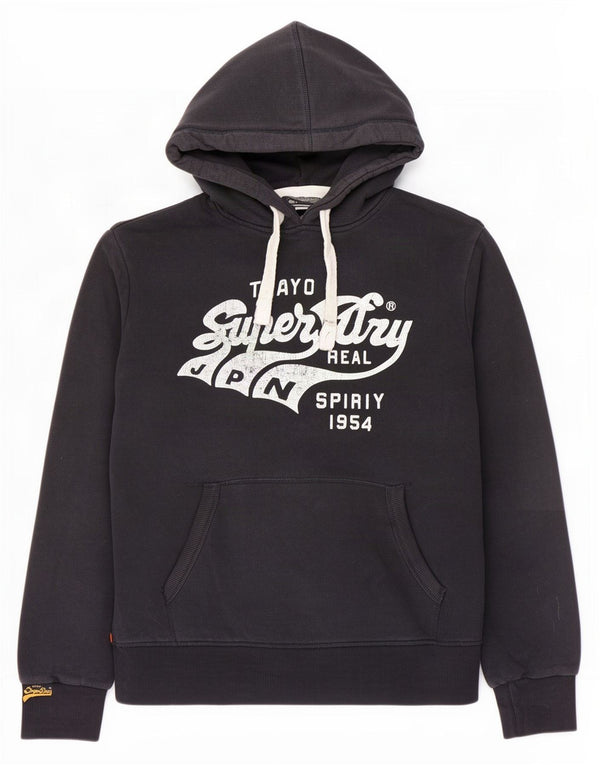 Felpa con cappuccio grafica da uomo Superdry Vintage Fit XL in cotone blu navy