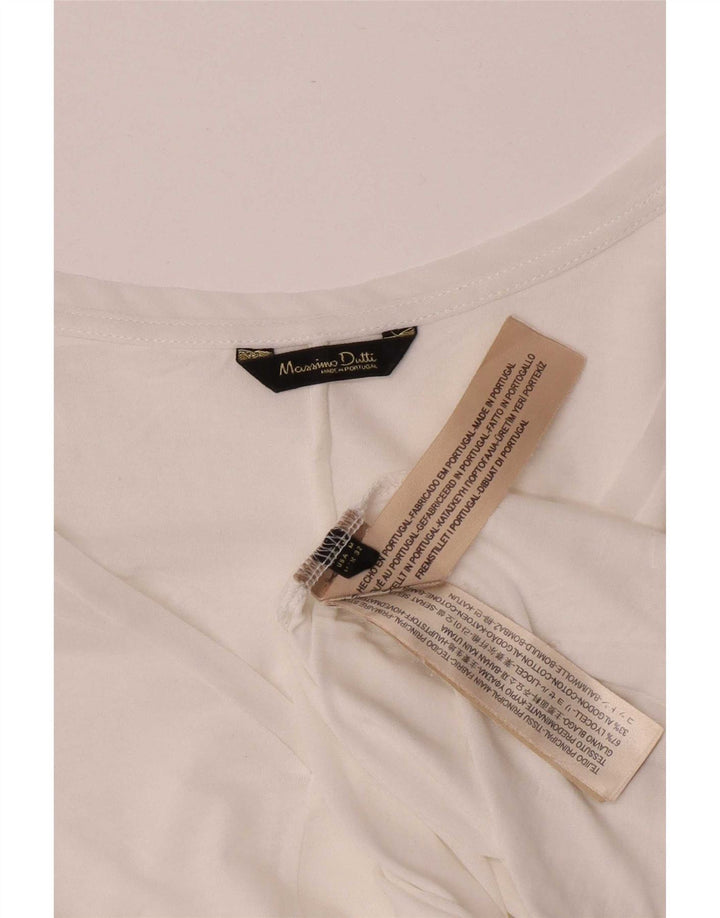 Massimo Dutti Top trasparente da donna a maniche lunghe UK 12 Lyocell bianco medio