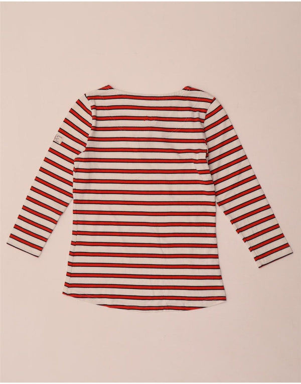 Joules Top da donna manica 3/4 UK 8 piccolo cotone a righe bianche