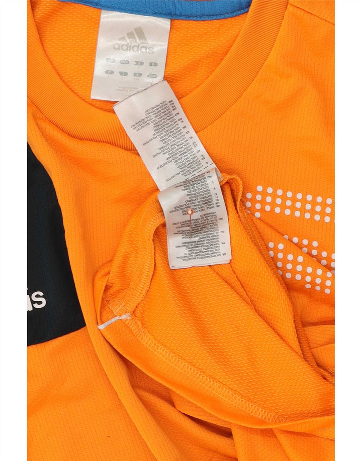 T-shirt grafica da uomo Adidas Top grande in poliestere color block arancione