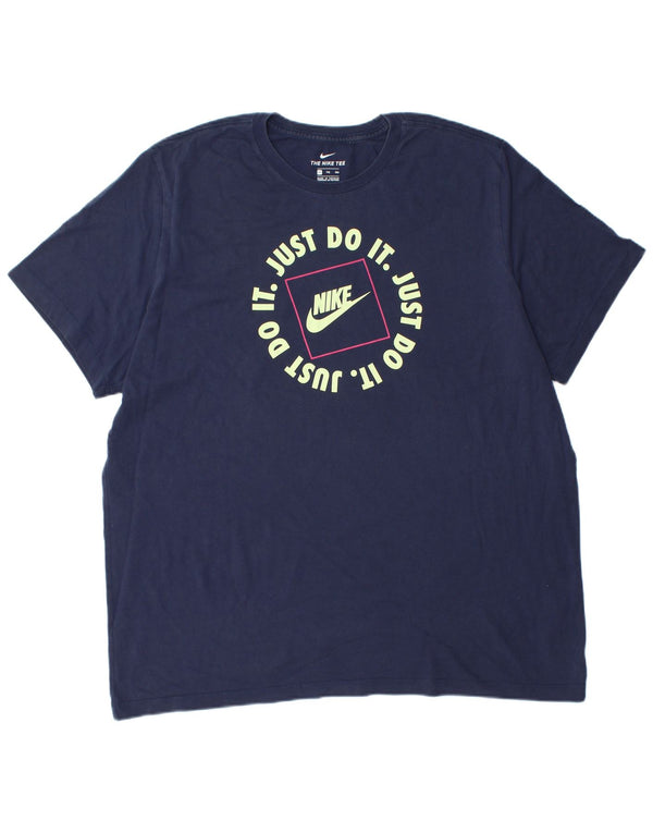 T-shirt grafica da uomo Nike Top 2XL cotone blu navy