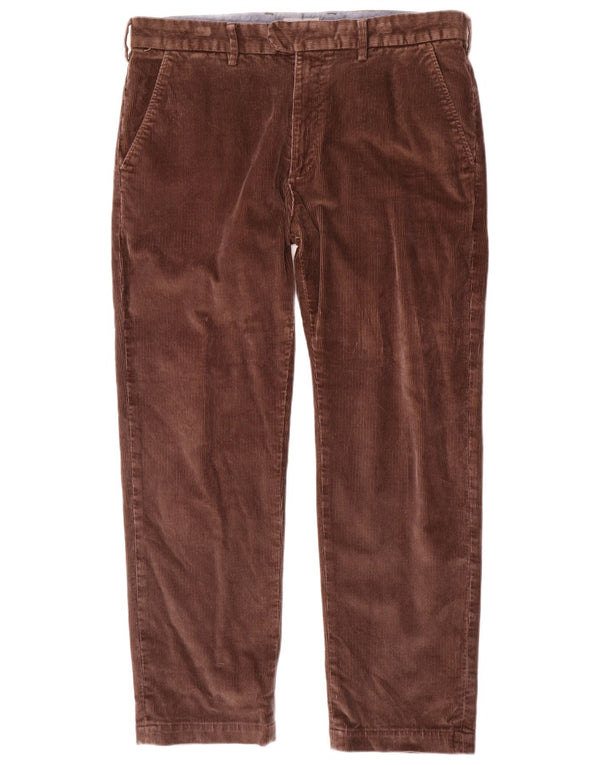 Pantaloni dritti in velluto a coste da uomo Marks & Spencer W36 L29 cotone marrone