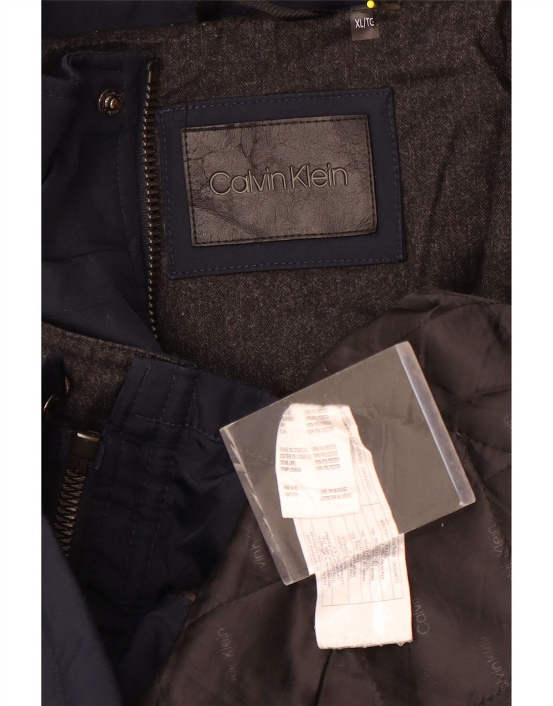 Giacca a vento con cappuccio da uomo Calvin Klein UK 42 XL poliestere blu navy