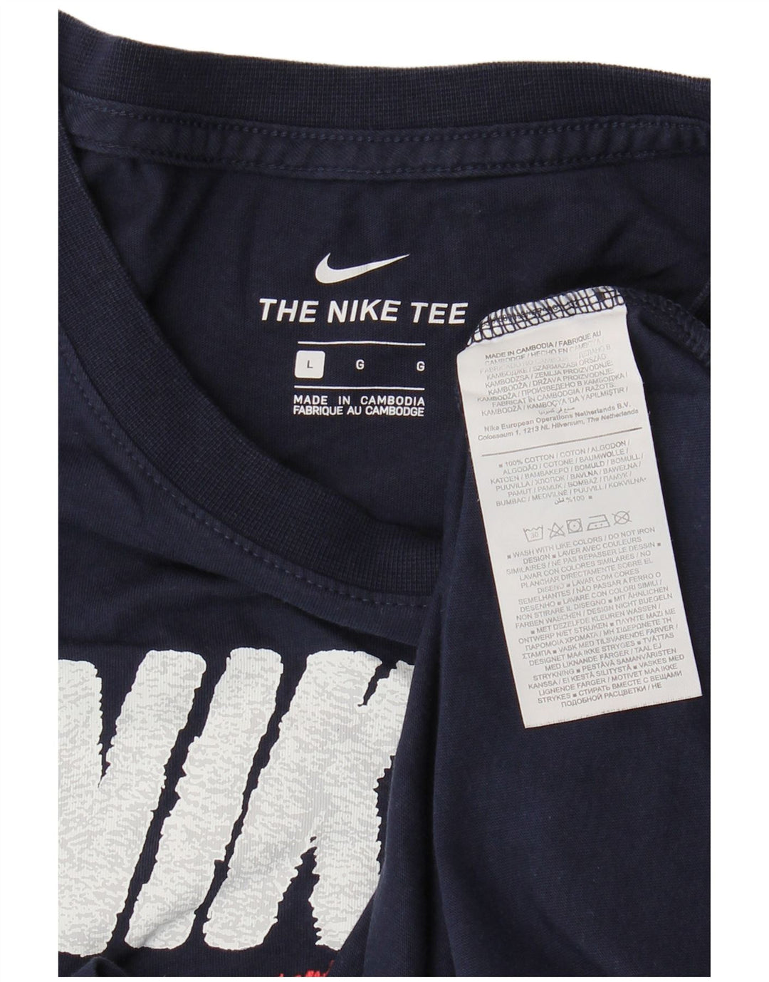 T-shirt grafica da uomo Nike Top Large in cotone blu navy