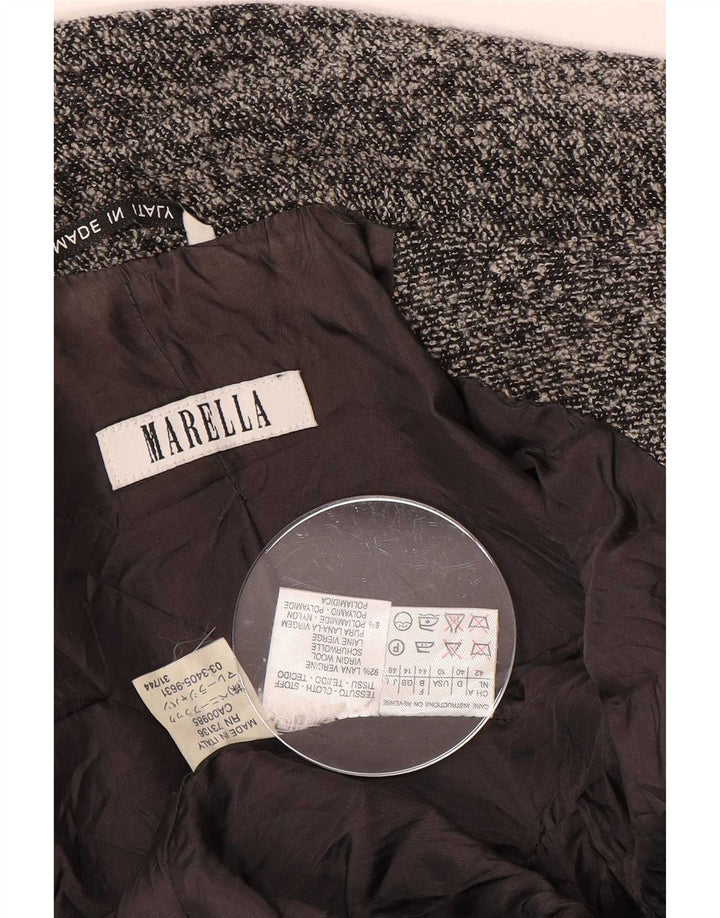 Marella Giacca blazer lunga da donna a 4 bottoni UK 14 Grigio medio chiazzato