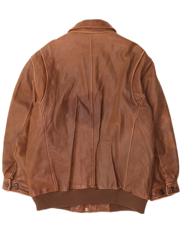 Eddie Bauer Giacca in pelle imbottita da uomo UK 40 Large Marrone