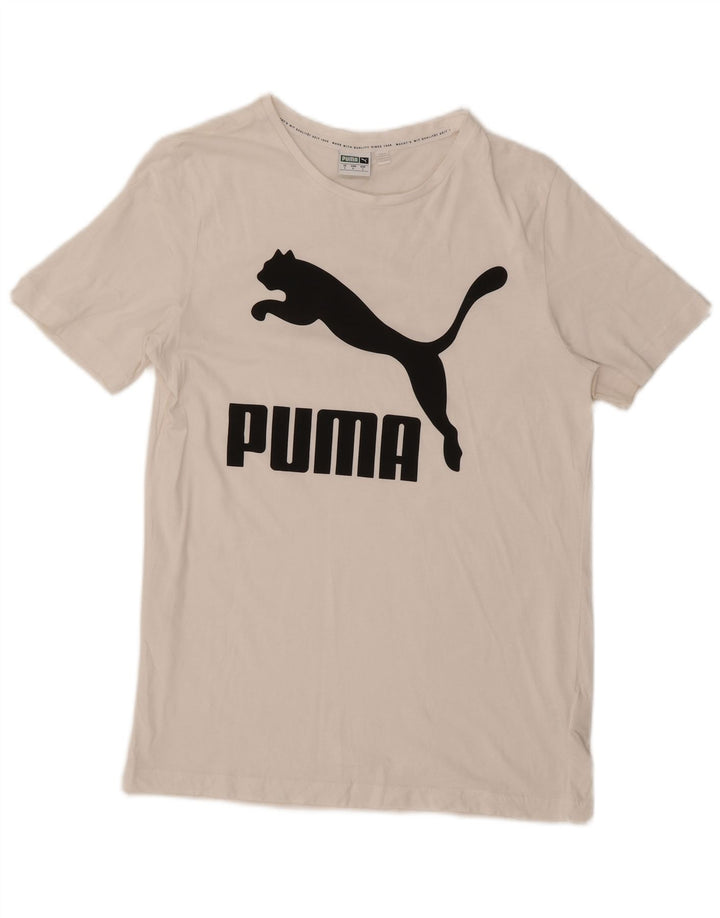 T-shirt grafica da uomo Puma Top Small in cotone bianco