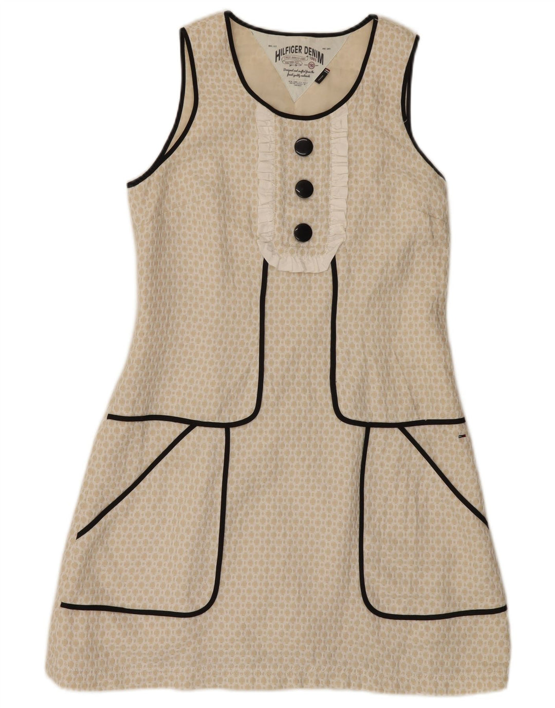 Abito a trapezio da donna Tommy Hilfiger UK 12 Medio Off White geometrico