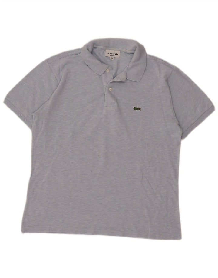 Polo da uomo Lacoste vestibilità classica taglia 4 cotone mélange blu medio