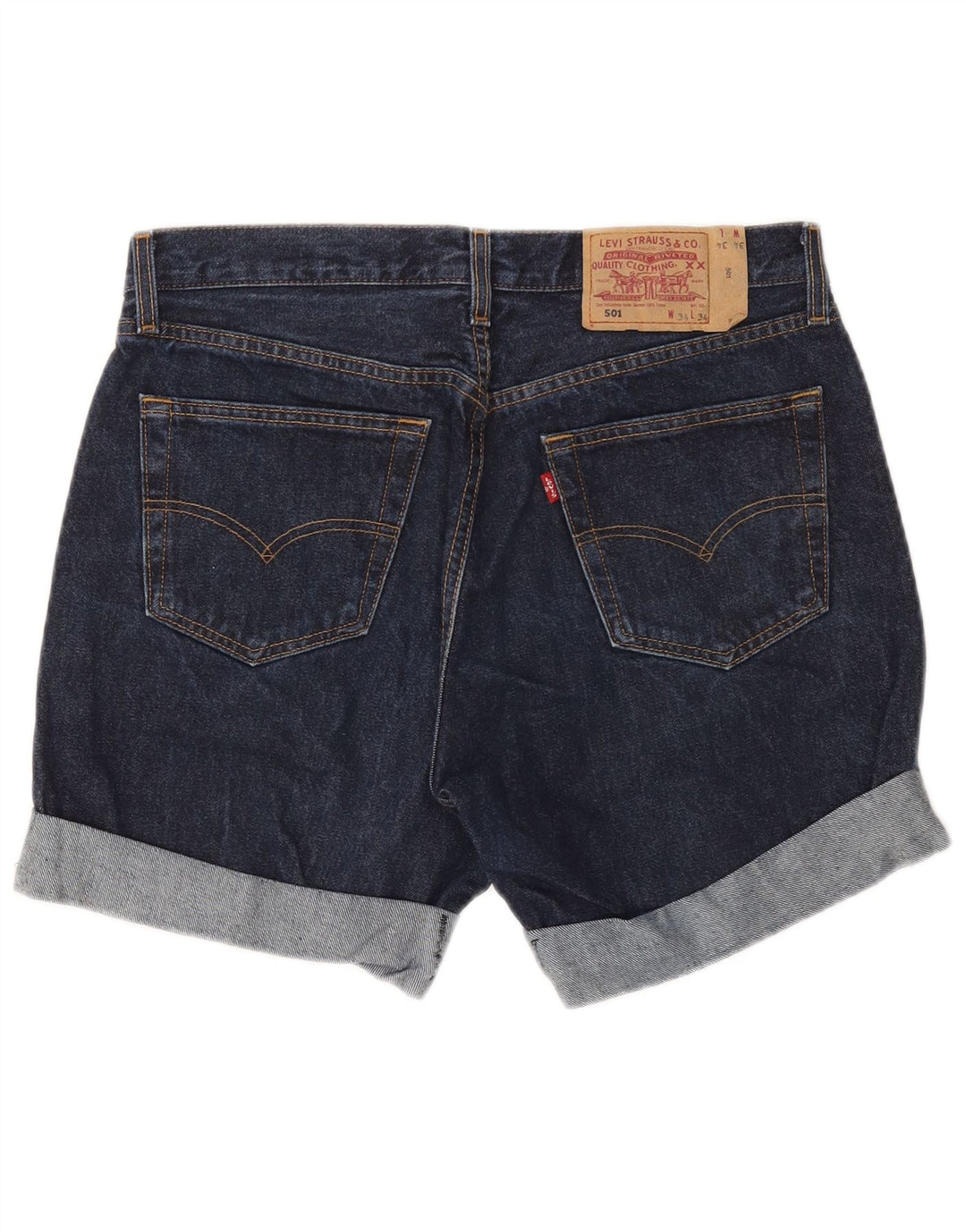 Pantaloncini di jeans Levi's 501 da uomo W34 Large Blu Navy