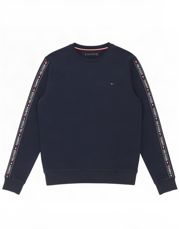 Tommy Hilfiger Felpa grafica da uomo Maglione piccolo cotone blu navy