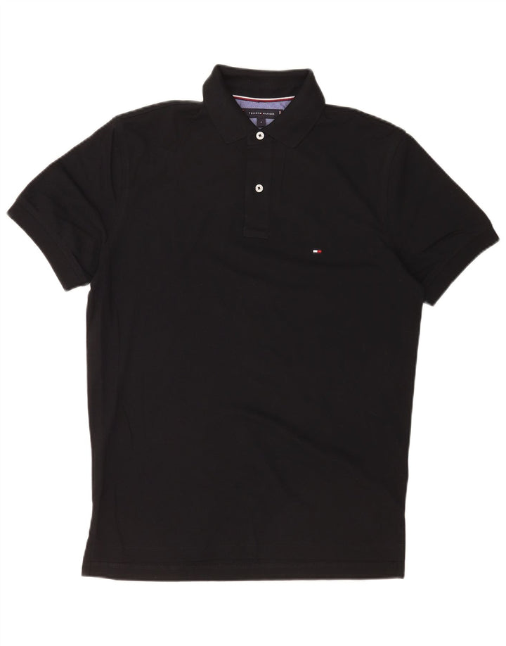 Polo da uomo Tommy Hilfiger piccola in cotone nero