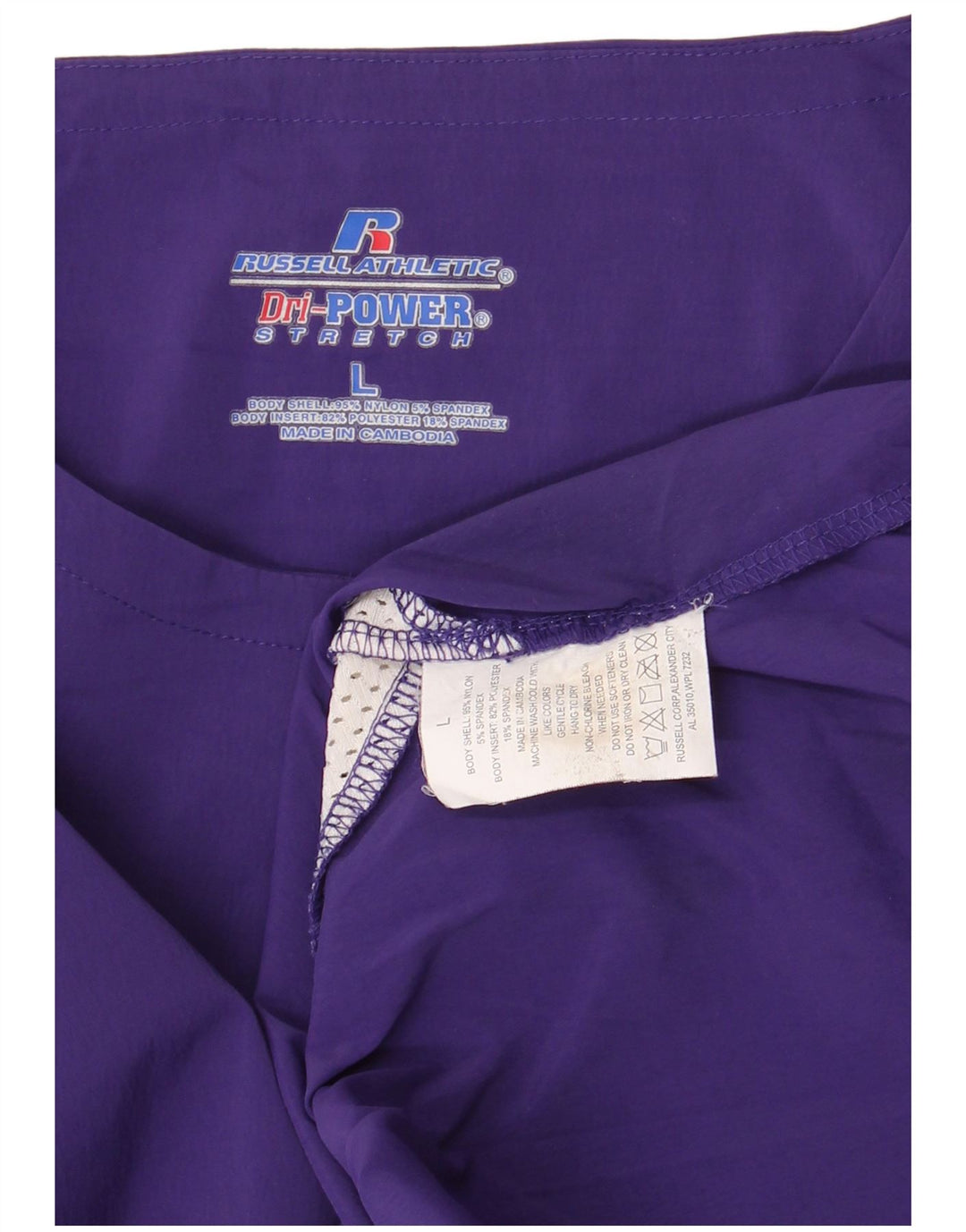 RUSSELL ATHLETIC T-shirt da uomo Top grande in nylon color block viola