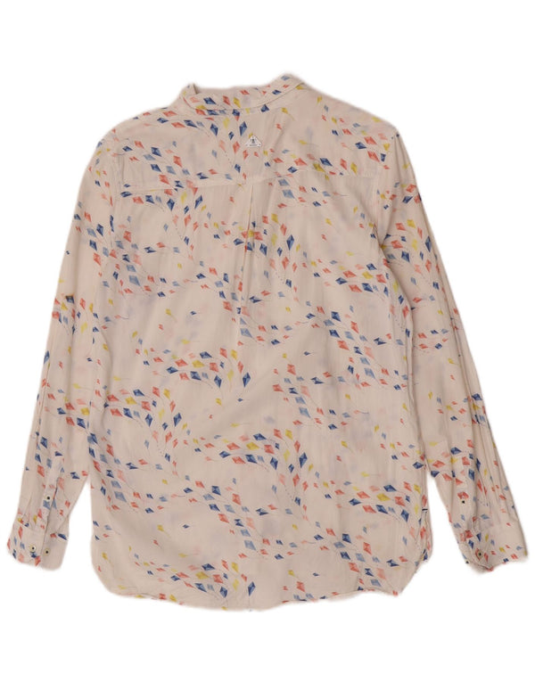 Camicia Barbour da donna vestibilità comoda UK 10 piccolo cotone geometrico bianco