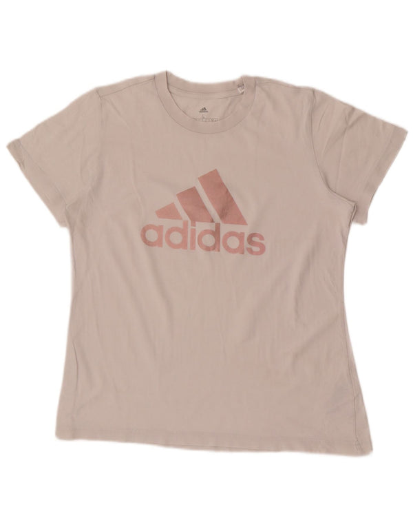 T-shirt grafica da donna Adidas Top UK 14 grande cotone bianco