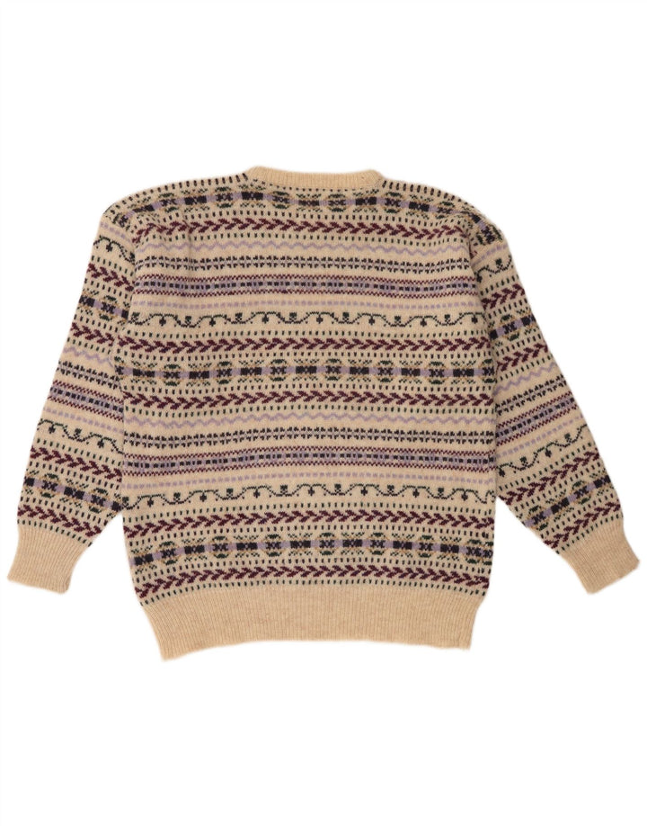Maglione maglione girocollo da uomo Cubus grande lana Fair Isle beige