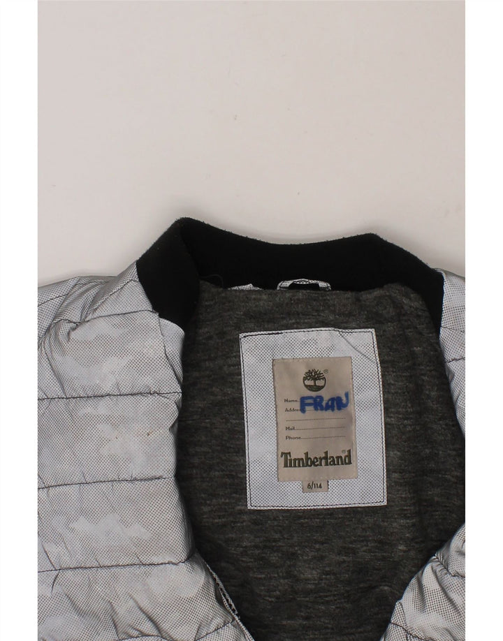 TIMBERLAND Boys Padded Jacket 5-6 Years Silver Polyester Vintage Timberland and Second-Hand Timberland from Messina Hembry 