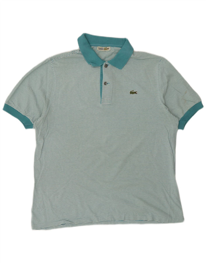 Polo da uomo Lacoste in cotone a righe blu medio