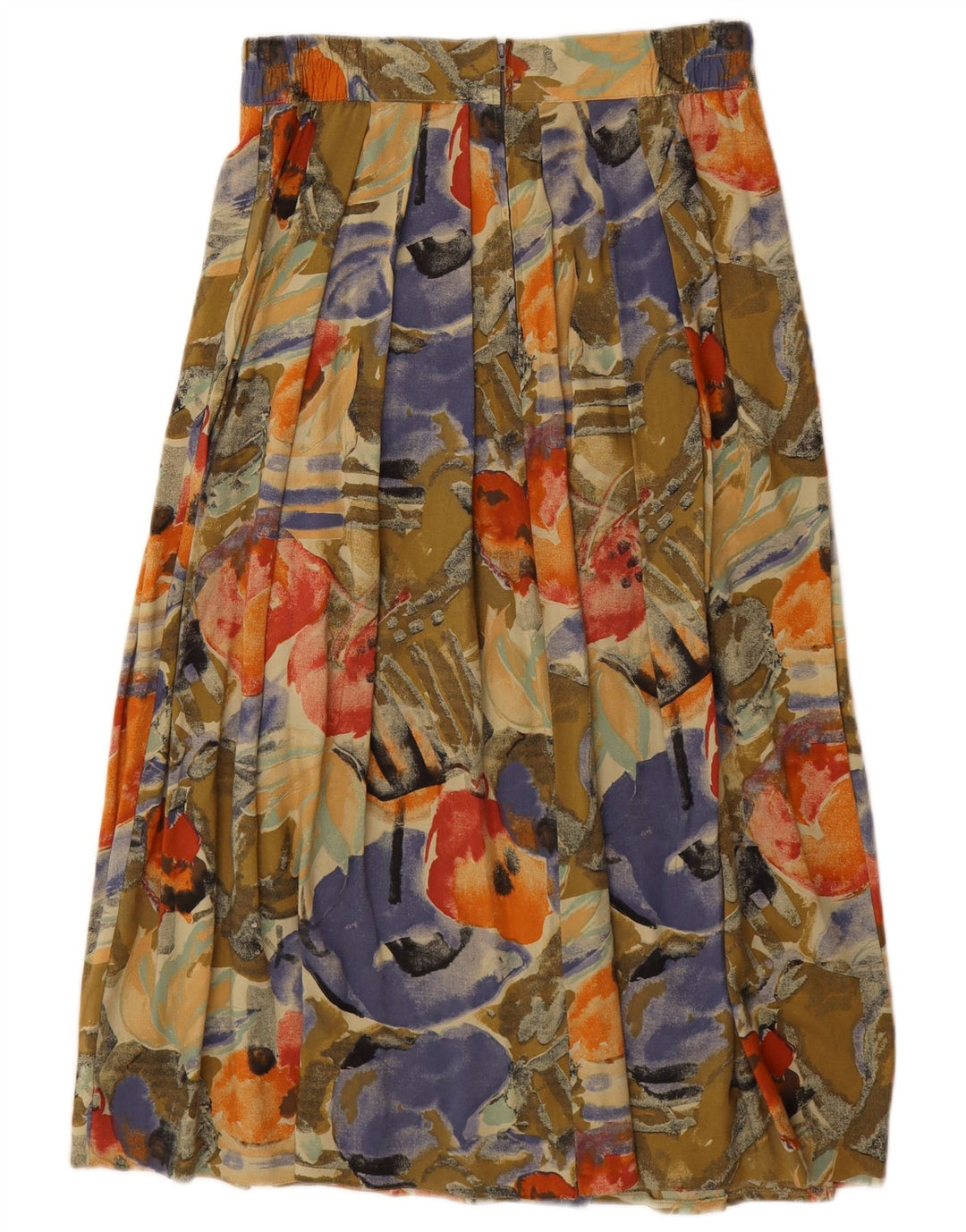 Gonna maxi a pieghe da donna VINTAGE IT 44/46 media W28 floreale multicolore