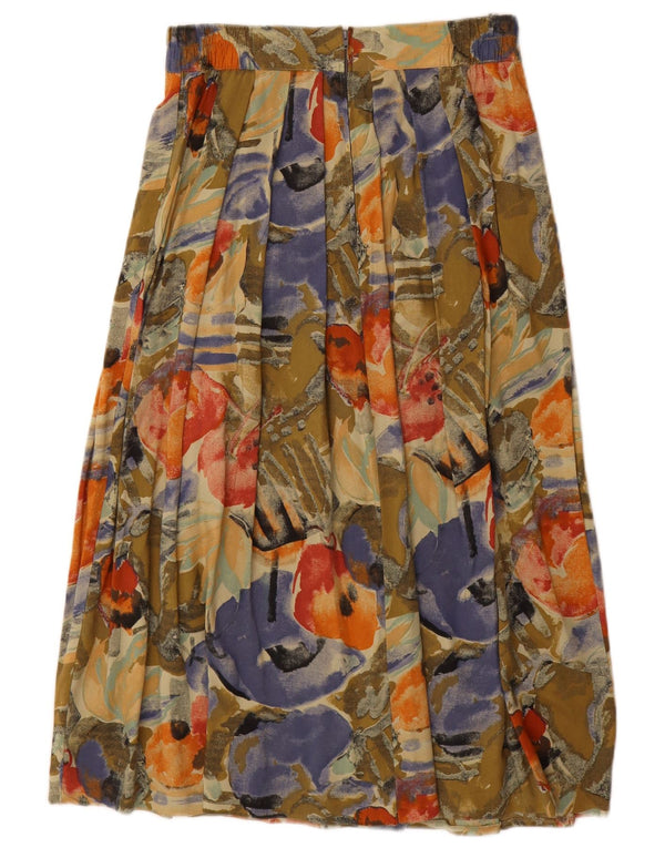 Gonna maxi a pieghe da donna VINTAGE IT 44/46 media W28 floreale multicolore