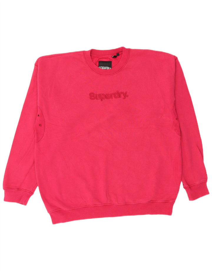 Felpa grafica da uomo SUPERDRY Maglione grande cotone rosa