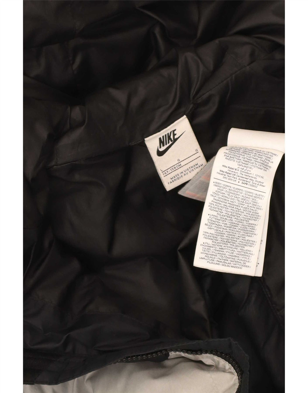 Giacca imbottita con cappuccio Nike da ragazzo 12-13 anni Large Black Colourblock