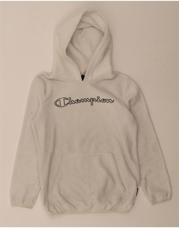 Maglione in pile con cappuccio grafico per ragazzi CHAMPION 11-12 anni, grande bianco