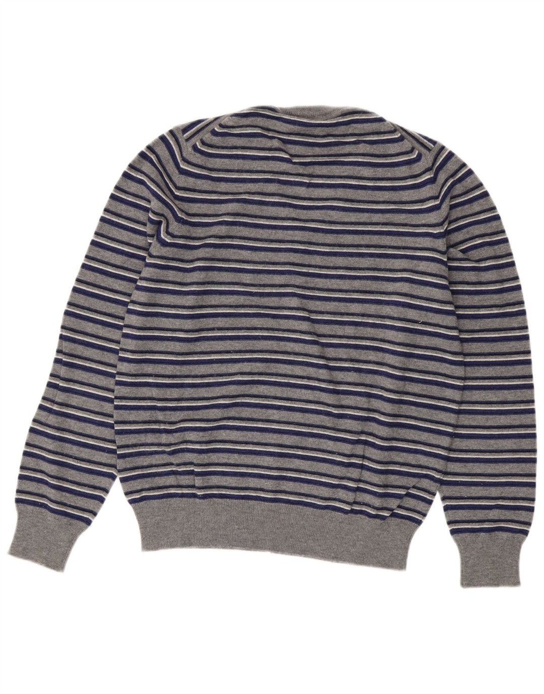 Maglione da uomo con scollo a V Fred Perry, piccolo in lana a righe grigie