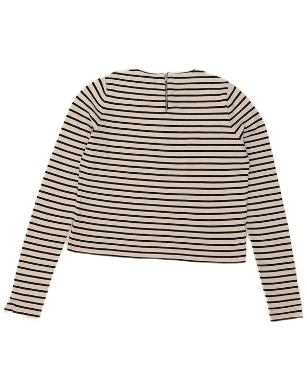 Top corto da donna Zara a maniche lunghe UK 12 a righe bianche medie