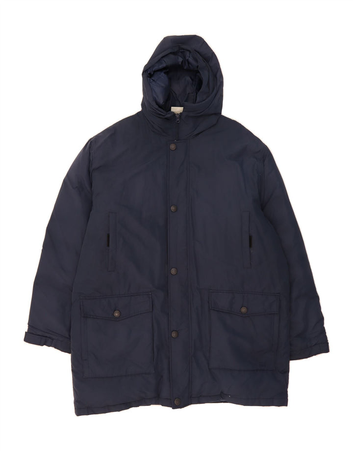 ASICS Mens Hooded Padded Coat UK 42 XL Navy Blue Vintage Asics and Second-Hand Asics from Messina Hembry 