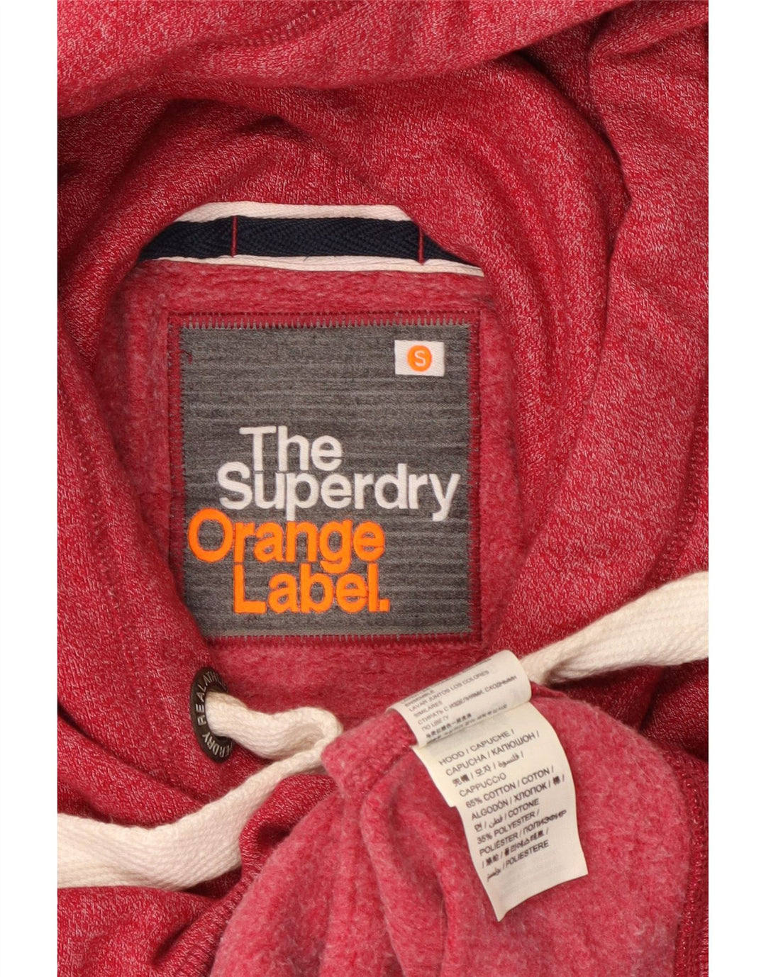 Maglione con cappuccio e zip da donna SUPERDRY UK 10 Piccolo cotone screziato rosso