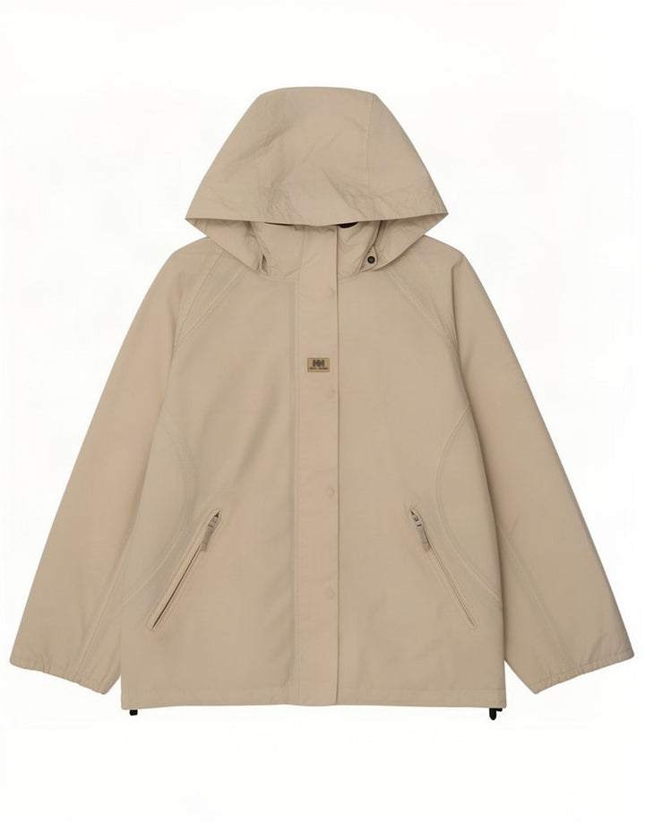 Giacca antipioggia con cappuccio da donna Helly Hansen UK 16 grande poliestere bianco sporco