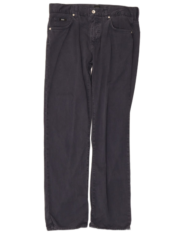 Pantaloni casual dritti da uomo Hugo Boss W33 L32 cotone blu navy