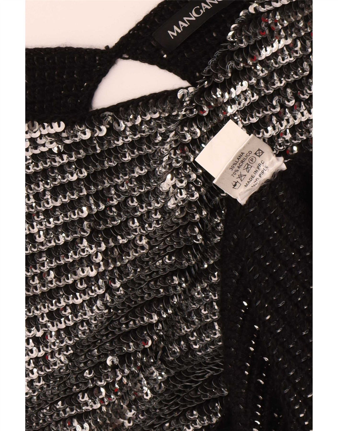 Abito aderente con paillettes da donna Mangano UK 14 Lana argento medio