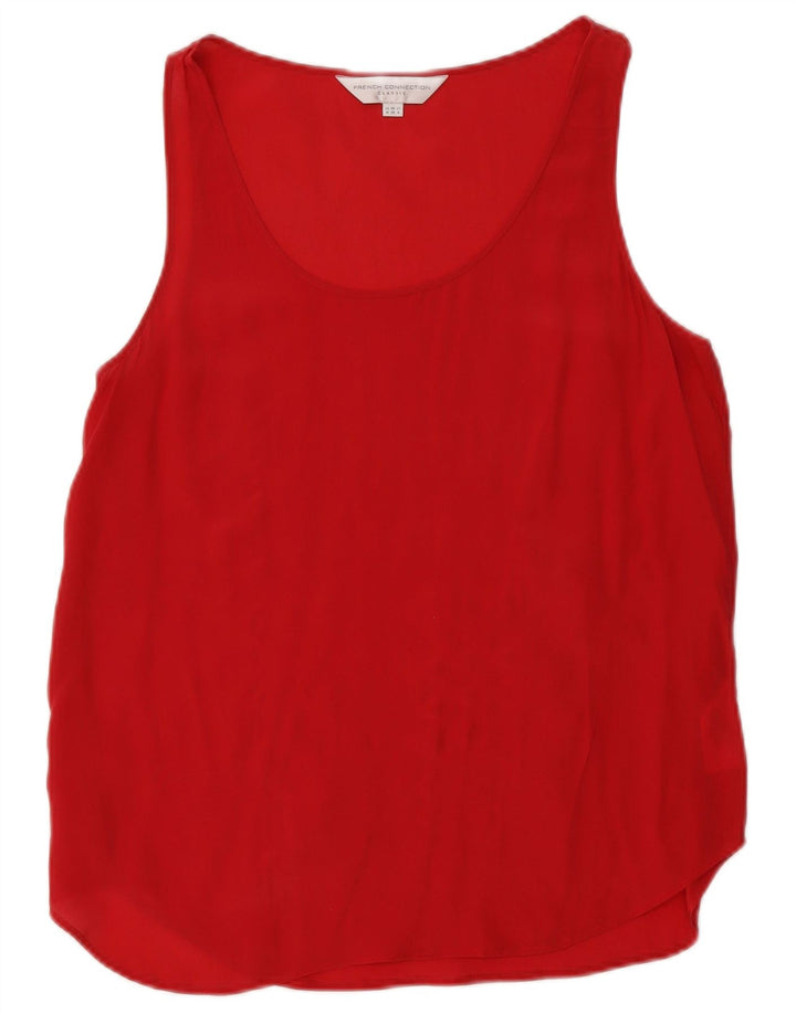 Camicetta senza maniche da donna French Connection Top UK 10 piccola seta rossa