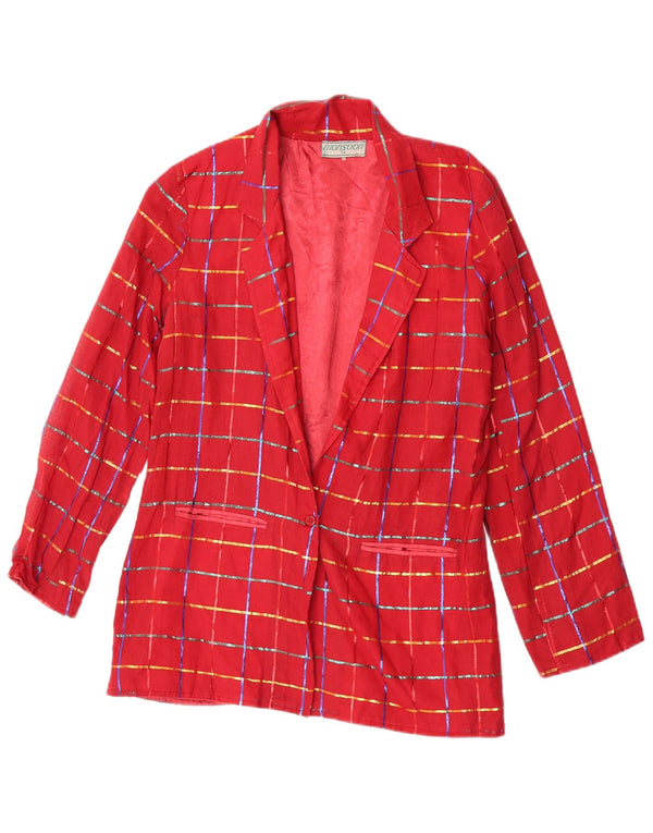 Giacca blazer da donna a 1 bottone Monsoon UK 12 Cotone a quadri rosso medio