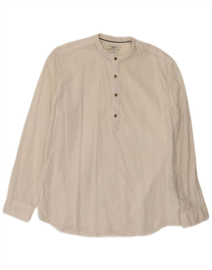 Camicia pullover slim fit da uomo Jack & Jones XL in cotone bianco