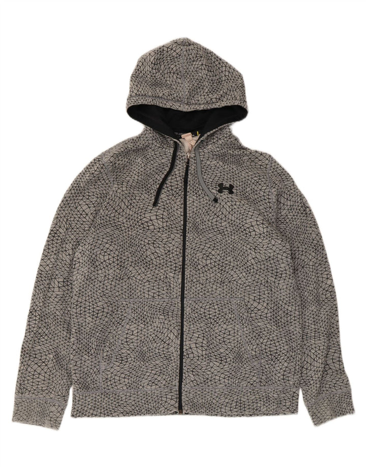 Maglione con cappuccio e zip da uomo Under Armour grande grigio geometrico