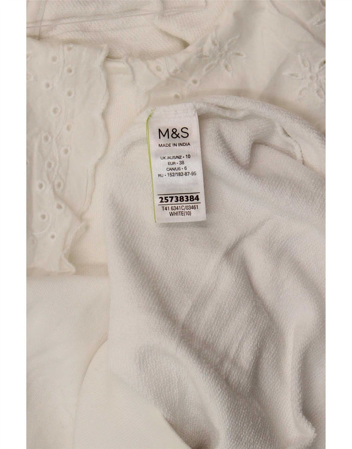 Felpa da donna Marks & Spencer UK 10 piccola in cotone bianco