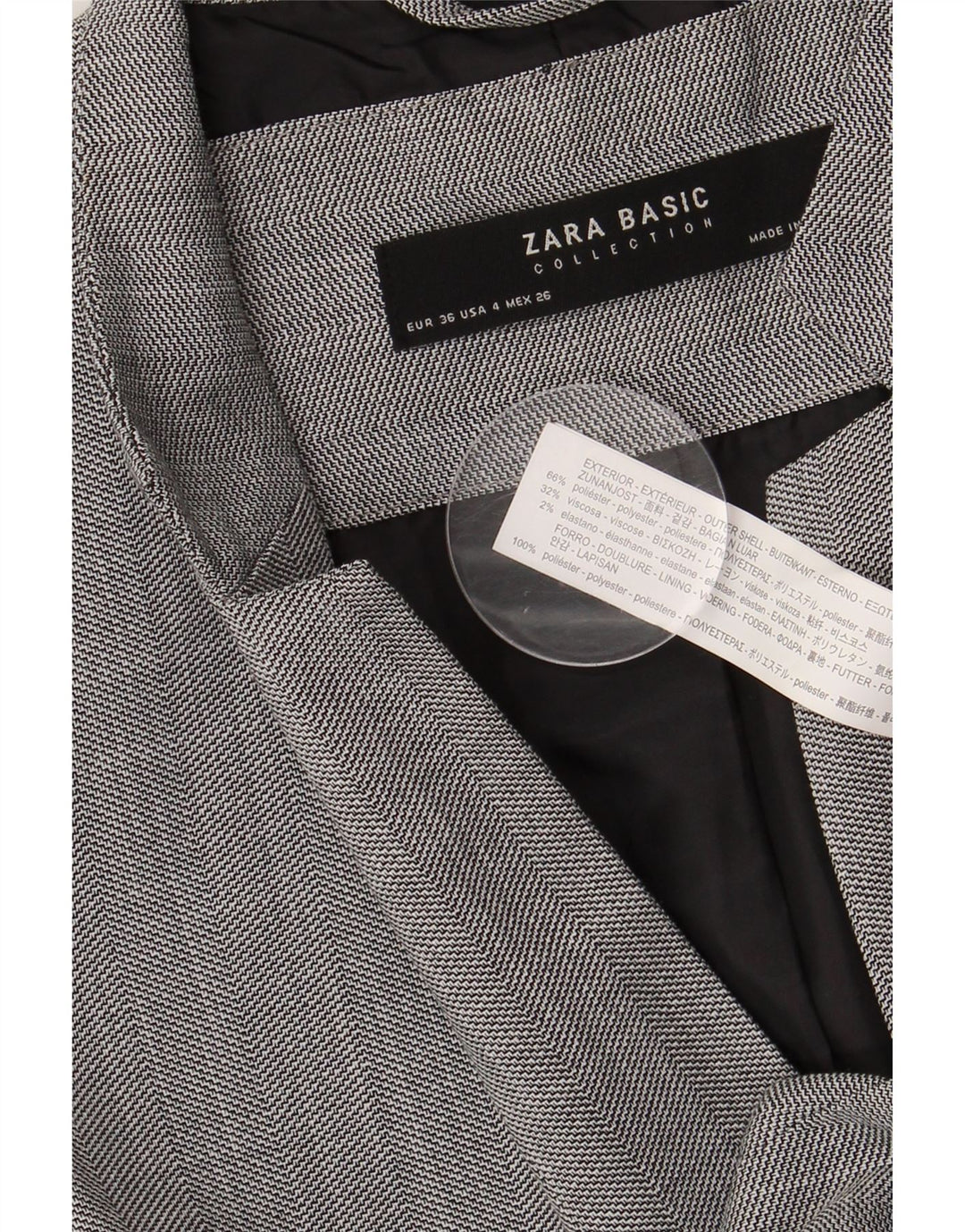 Giacca blazer a 1 bottone ZARA da donna EU 36 XS poliestere grigio