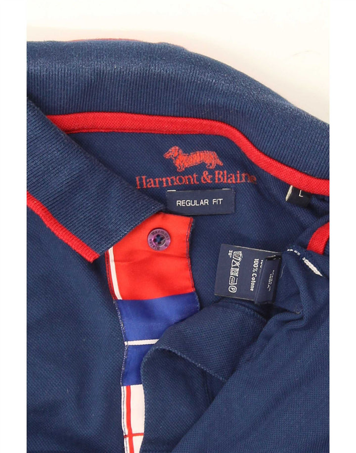 Polo da uomo dalla vestibilità regolare Harmont & Blaine, grande, in cotone blu navy